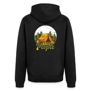 I hate people camping camper camping - Unisex Premium Organic Zip Hoodie - black - Back - Nico (187cm)