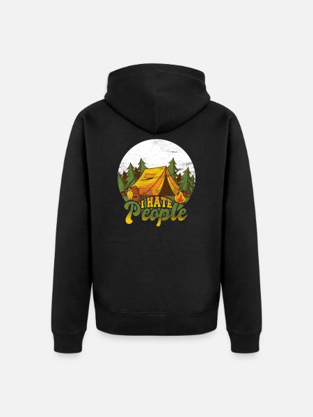 I hate people camping camper camping - Unisex Premium Organic Zip Hoodie - black