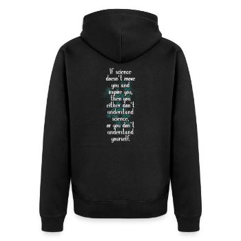 Wissenschaft - Unisex Premium Bio Zip Hoodie - Schwarz - Hinten - Nico (187cm)
