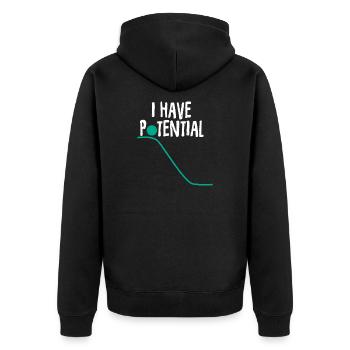 Physics - Unisex Premium Organic Zip Hoodie - black - Back - Nico (187cm)