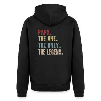 PAPA The One The Only The Legend Vintage Fathers - Unisex Premium Organic Zip Hoodie - black - Back - Nico (187cm)