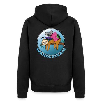 Wanderteam Wandern Faultier - Unisex Premium Bio Zip Hoodie - Schwarz - Hinten - Nico (187cm)