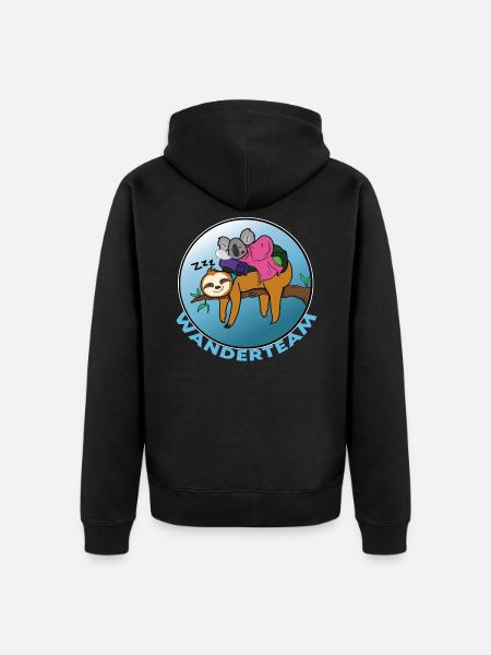 Wanderteam Wandern Faultier - Unisex Premium Bio Zip Hoodie - Schwarz
