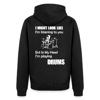 Funny drummer drums shirt for boys, girls, men and - Unisex Premium Organic Zip Hoodie - black - Back - Nico (187cm)