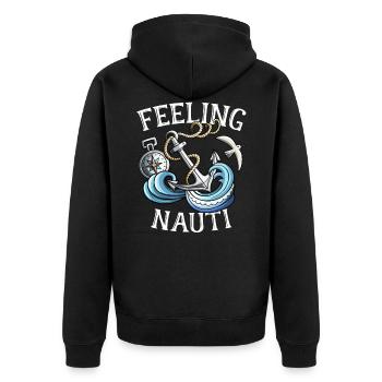 Beautiful sailor sea nautical waves regatta gift - Unisex Premium Organic Zip Hoodie - black - Back - Nico (187cm)