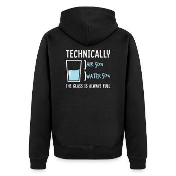 Physics Science Glass Half-full humor - Unisex Premium Organic Zip Hoodie - black - Back - Nico (187cm)