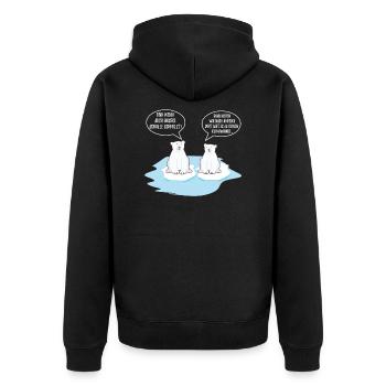 Klimawandel Eisbär Pinguin Spruch schmelzen - Unisex Premium Bio Zip Hoodie - Schwarz - Hinten - Nico (187cm)