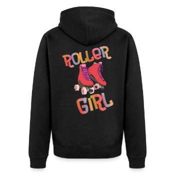 Roller skate - Roller Girl with roller skates running 80 - Unisex Premium Organic Zip Hoodie - black - Back - Nico (187cm)