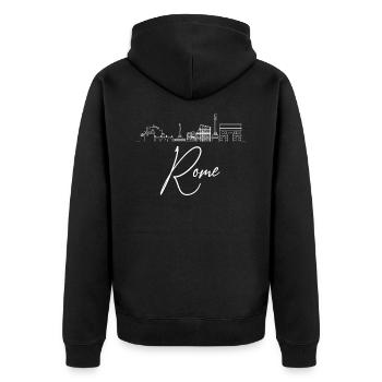 Roma Rom Rome Italia Italien Italy Skyline - Unisex Premium Bio Zip Hoodie - Schwarz - Hinten - Nico (187cm)