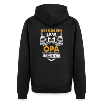 LKW Opa - Lastwagen Trucker Fernfahrer Geschenk - Unisex Premium Bio Zip Hoodie - Schwarz - Hinten - Nico (187cm)