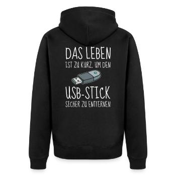 Bürohumor lustig USB-Stick Office Fun Computer - Unisex Premium Bio Zip Hoodie - Schwarz - Hinten - Nico (187cm)