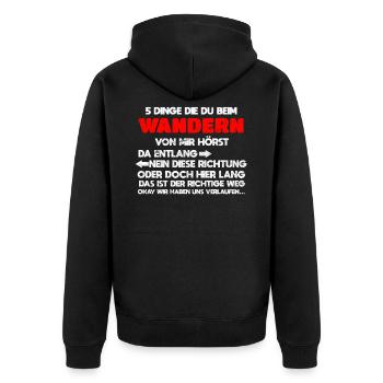 Wandern lustiger Spruch - Unisex Premium Bio Zip Hoodie - Schwarz - Hinten - Nico (187cm)