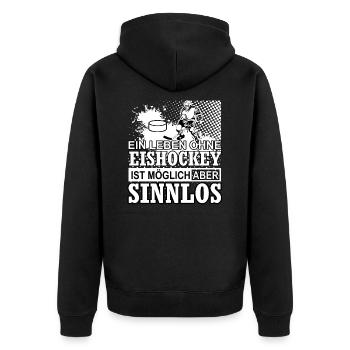 Eishockey hockey - Unisex Premium Bio Zip Hoodie - Schwarz - Hinten - Nico (187cm)