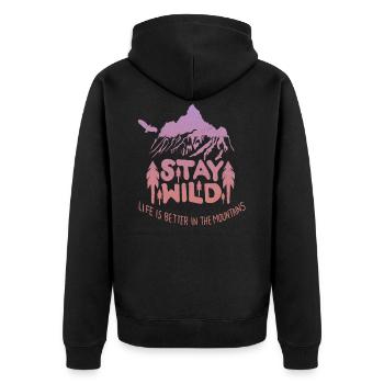 Wald Berge wandern - Unisex Premium Bio Zip Hoodie - Schwarz - Hinten - Nico (187cm)