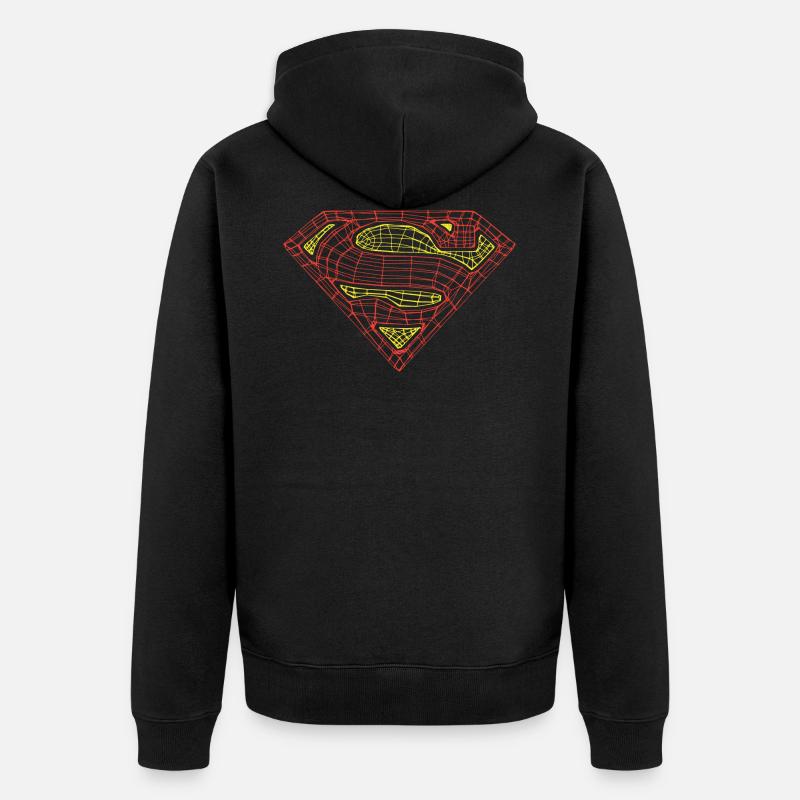 Superman Logo Lignes - Veste à capuche bio Premium Unisexe - noir
