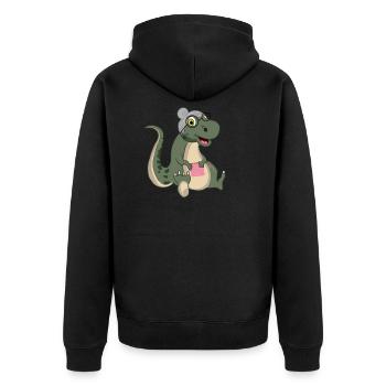 Grandma Saurus Dinosaur Granny Knitting Crochet - Unisex Premium Organic Zip Hoodie - black - Back - Nico (187cm)