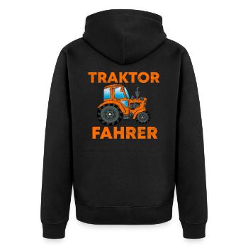 TRAKTORFAHRER TRAKTOR TREKKER - Unisex Premium Bio Zip Hoodie - Schwarz - Hinten - Nico (187cm)