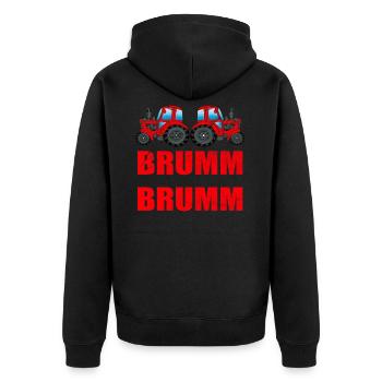 TRAKTOR TREKKER TRAKTOREN - Unisex Premium Bio Zip Hoodie - Schwarz - Hinten - Nico (187cm)