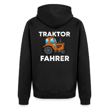 TRAKTOREN TRAKTOR - Unisex Premium Bio Zip Hoodie - Schwarz - Hinten - Nico (187cm)