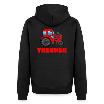 Trekker Traktor Traktoren Spruch Geschenk - Unisex Premium Bio Zip Hoodie - Schwarz - Hinten - Nico (187cm)