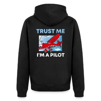 Crois-moi, je suis pilote de proverbe - Veste à capuche bio Premium Unisexe - noir - Dos - Nico (187cm)