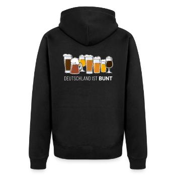 Deutschland ist bunt Bier Vielfalt Craft Beer Fun - Unisex Premium Bio Zip Hoodie - Schwarz - Hinten - Nico (187cm)