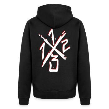 1312 - Unisex Premium Bio Zip Hoodie - Schwarz - Hinten - Nico (187cm)