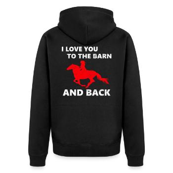 Reiten Pferde reiten Reiter Pferd - Unisex Premium Bio Zip Hoodie - Schwarz - Hinten - Nico (187cm)