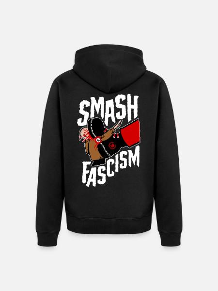 Smash Fascism (white) - Unisex Premium Bio Zip Hoodie - Schwarz