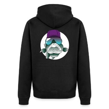 Poisson cool avec lunettes de soleil et cap - Veste à capuche bio Premium Unisexe - noir - Dos - Nico (187cm)