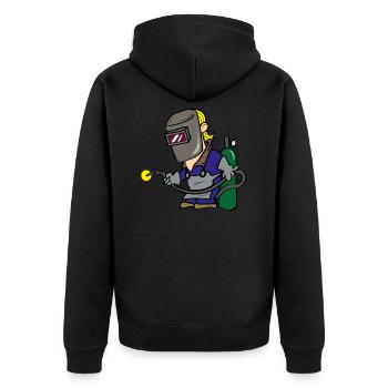 Welder welder welder t shirt gift - Unisex Premium Organic Zip Hoodie - black - Back - Nico (187cm)