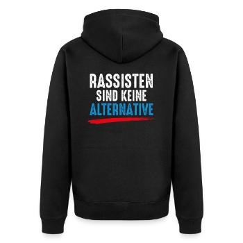 Rassisten sind keine Alternative Gegen Nazis Demo - Unisex Premium Bio Zip Hoodie - Schwarz - Hinten - Nico (187cm)