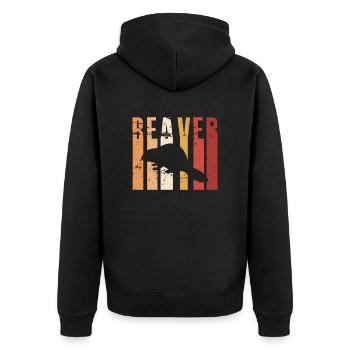 Rétro Vintage Beaver Bieber Cadeau - Veste à capuche bio Premium Unisexe - noir - Dos - Nico (187cm)