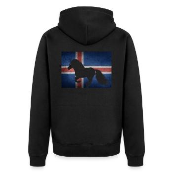 Icelandic horse flag Iceland rider gift idea - Unisex Premium Organic Zip Hoodie - black - Back - Nico (187cm)