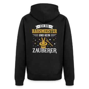 Lustiges Hausmeister Facility Manager Fun Geschenk - Unisex Premium Bio Zip Hoodie - Schwarz - Hinten - Nico (187cm)