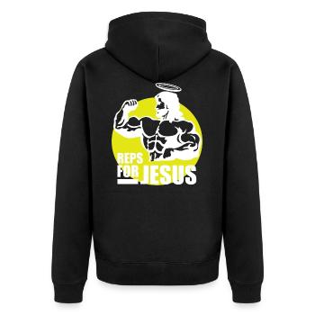 Reps for Jesus - Premium Design - Unisex Premium Organic Zip Hoodie - black - Back - Nico (187cm)