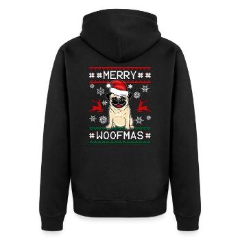 Joyeux Woofmas Christmas Dog Pug - Veste à capuche bio Premium Unisexe - noir - Dos - Nico (187cm)