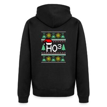 Ho ho ho Weihnachten - Unisex Premium Bio Zip Hoodie - Schwarz - Hinten - Nico (187cm)