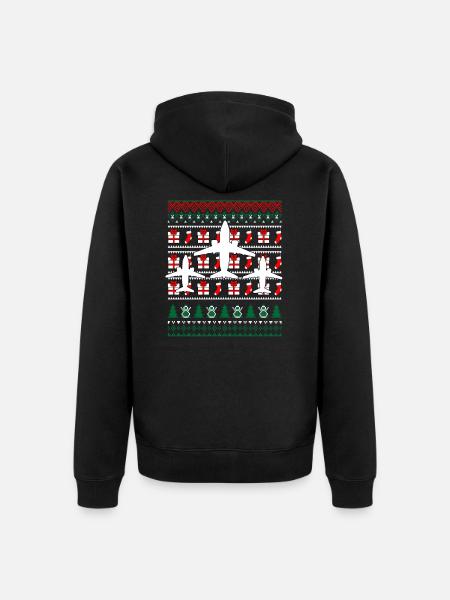 Pilot plane Christmas gift - Unisex Premium Organic Zip Hoodie - black