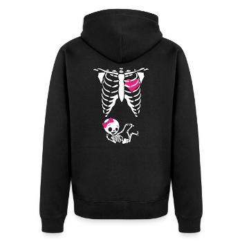 Squelette, cage thoracique, enceinte, mère enceinte - Veste à capuche bio Premium Unisexe - noir - Dos - Nico (187cm)