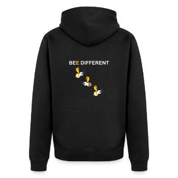 Bee different - Unisex Premium Organic Zip Hoodie - black - Back - Nico (187cm)