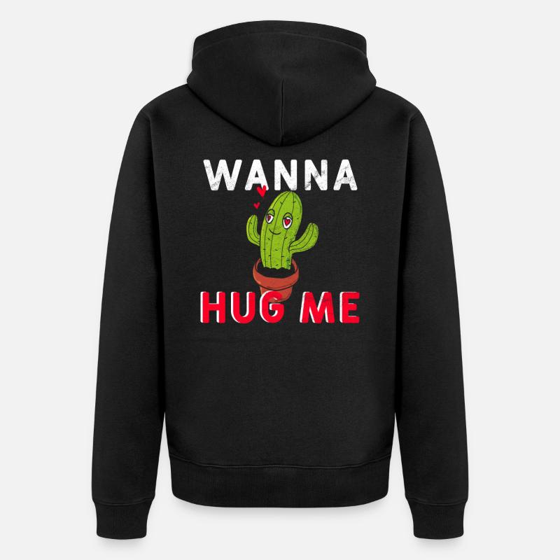 Cactus wanna hug me - Unisex Premium Organic Zip Hoodie - black