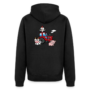 Tractor Tractors Gift Farm - Unisex Premium Organic Zip Hoodie - black - Back - Nico (187cm)