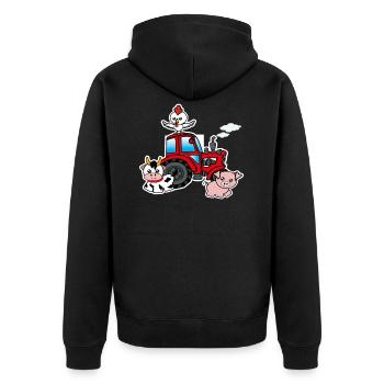 Tractor farm - Unisex Premium Organic Zip Hoodie - black - Back - Nico (187cm)