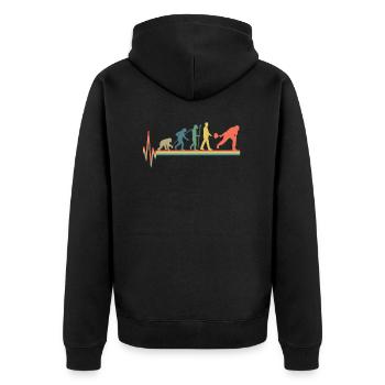 Evolution Eisstockschütze Eisstock Schießen Retro - Unisex Premium Bio Zip Hoodie - Schwarz - Hinten - Nico (187cm)