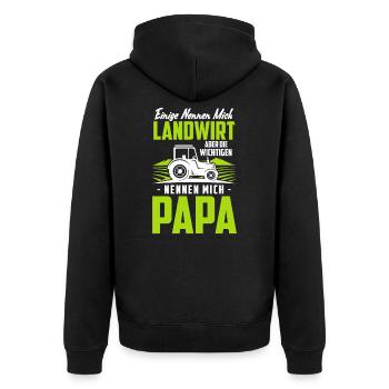 Vater Papa Landwirt Bauer Geschenk - Unisex Premium Bio Zip Hoodie - Schwarz - Hinten - Nico (187cm)