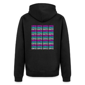 Untz Untz Untz Untz Untz Untz Untz Untz Untz Untz - Unisex Premium Bio Zip Hoodie - Schwarz - Hinten - Nico (187cm)