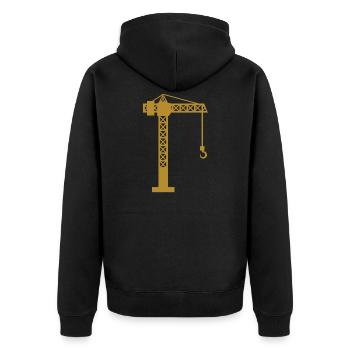 Kran Baustelle - Unisex Premium Bio Zip Hoodie - Schwarz - Hinten - Nico (187cm)