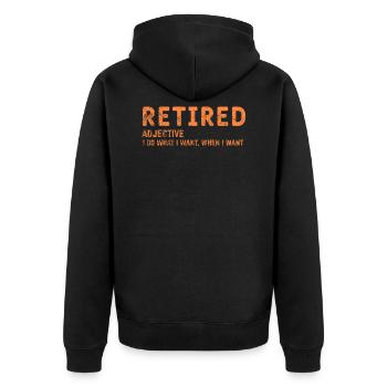 Pension pensioner gift - Veste à capuche bio Premium Unisexe - noir - Dos - Nico (187cm)