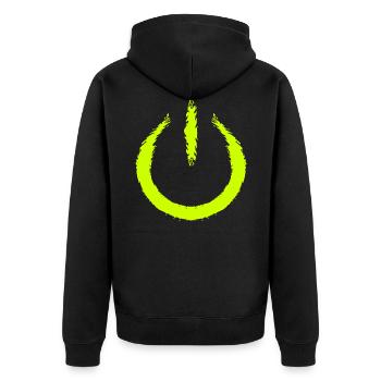 Power on Schalter Einschalten Ausschalten Symbol - Unisex Premium Bio Zip Hoodie - Schwarz - Hinten - Nico (187cm)
